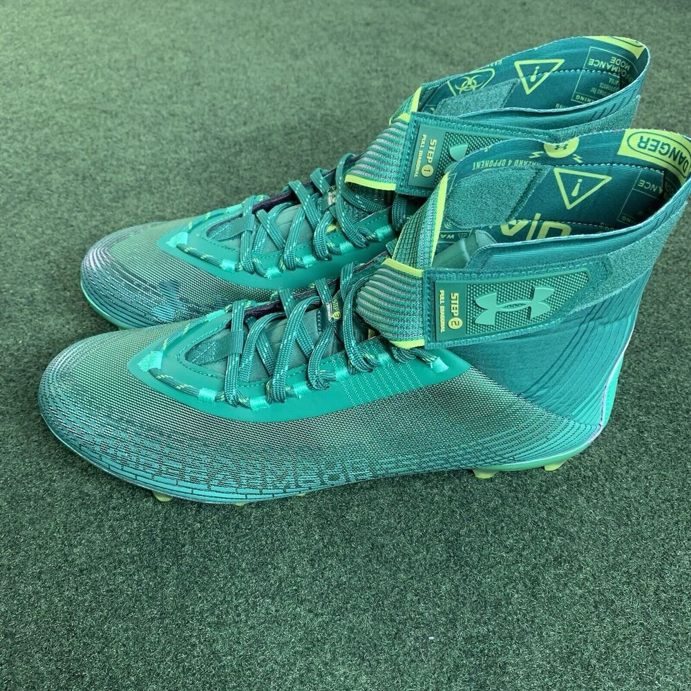 Under Armour UA Highlight MC Football Cleats 13 Green High Top 3023716-301